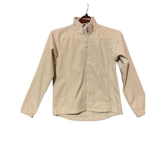 Ach Diamond Women's Full Zip Beige Jacket Size M Casual Solid - Picture 7 of 8